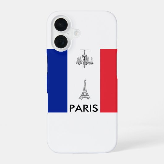 Paris Theme Franse vlag iPhone 16 Hoesje (Achterkant)