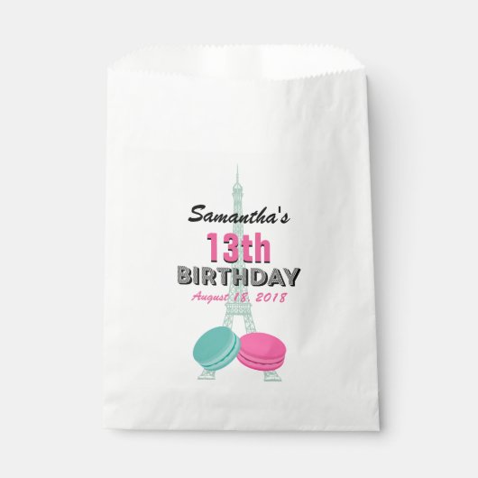 Paris Theme Happy Birthday Treat Favor Bags Bedankzakje (Voorkant)