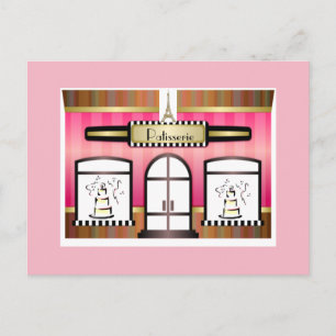 Paris Theme Pink French Patisserie Briefkaart