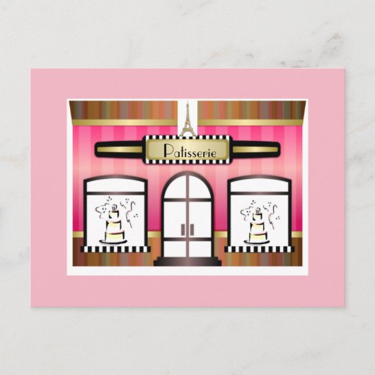Paris Theme Pink French Patisserie Briefkaart (Voorkant)
