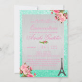 Paris Theme Quinceañera Invite Kaart (Voorkant)