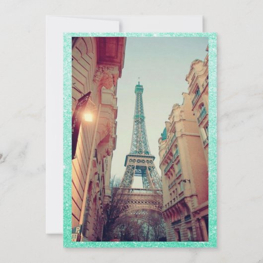 Paris Theme Quinceañera Invite Kaart (Achterkant)