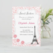 Paris Theme Sweet Sixteen Uitnodiging (Staand voorkant)