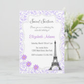 Paris Theme Sweet Sixteen Uitnodiging (Staand voorkant)