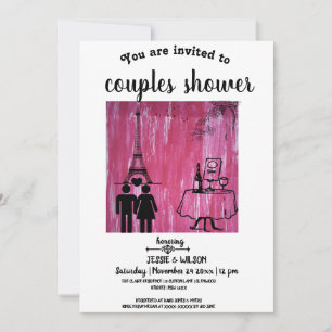 PARIS THEMED Couples Shower Invite Kaart