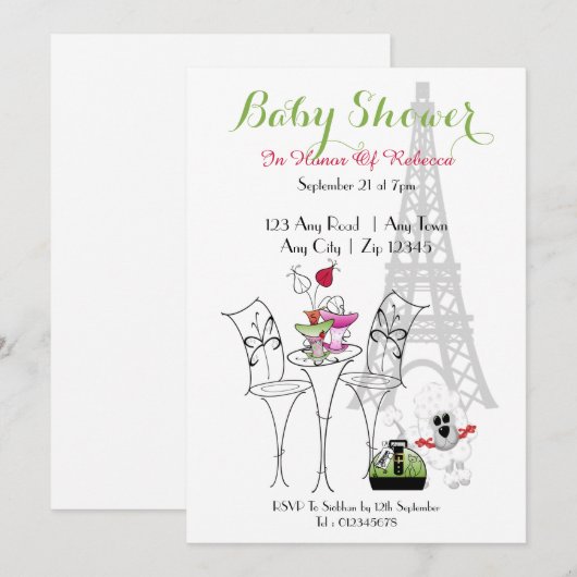 Paris Thmet Vrijgezellenfeest Kaart (Voorkant / Achterkant)