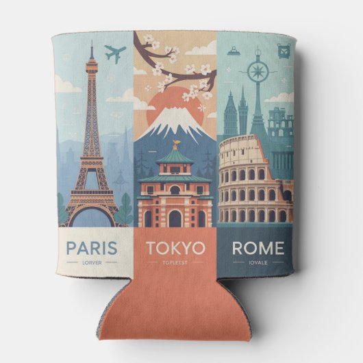 Paris Tokyo Rome Place Cab Sleeve Blikjeskoeler (Achterkant)