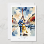 Paris Tour Eiffel Colorful Cityscape Wedding Kaart (Voorkant)