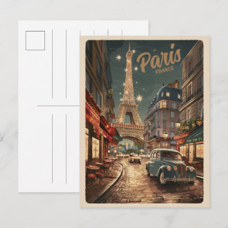 Paris Tour Eiffeltoren vintage oude straten cadeau Briefkaart