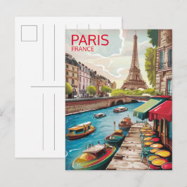 Paris Tour Eiffeltoren vintage oude straten cadeau Briefkaart