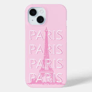 Paris Travel Art, Reiskunst, Preppy Art, Roze iPhone 15 Case