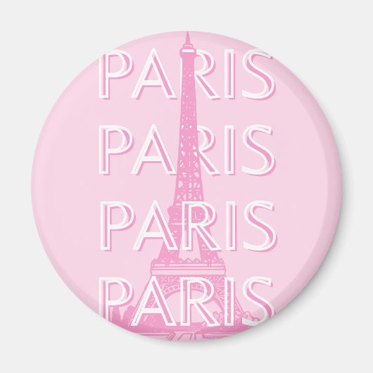 Paris Travel Art, Reiskunst, Preppy Art, Roze Magneet (Voorkant)