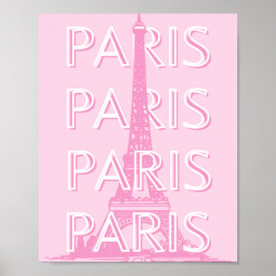 Paris Travel Art, Reiskunst, Preppy Art, Roze Poster