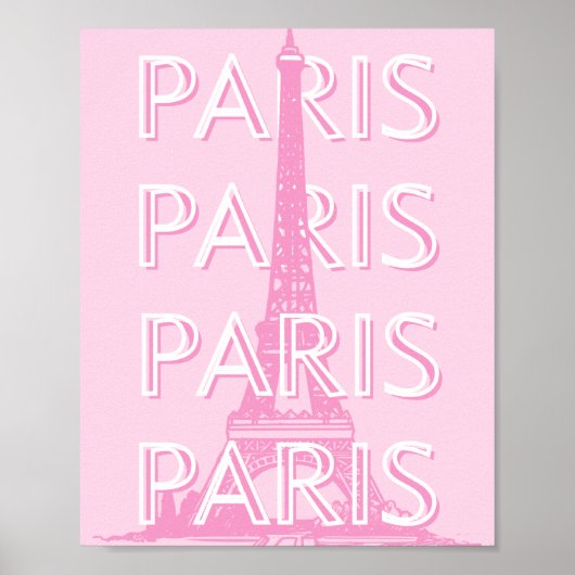 Paris Travel Art, Reiskunst, Preppy Art, Roze Poster (Voorkant)