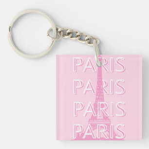 Paris Travel Art, Reiskunst, Preppy Art, Roze Sleutelhanger