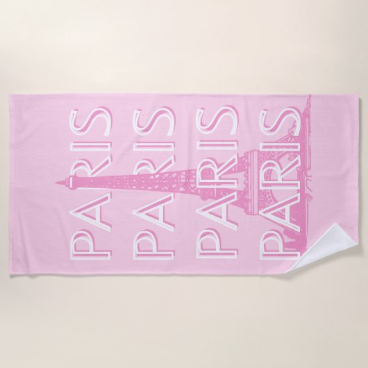 Paris Travel Art, Reiskunst, Preppy Art, Roze Strandlaken (Voorkant)