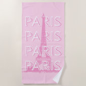 Paris Travel Art, Reiskunst, Preppy Art, Roze Strandlaken (Voorkant)