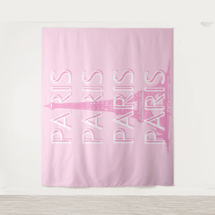 Paris Travel Art, Reiskunst, Preppy Art, Roze Wandkleed
