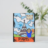 Paris Travel Cartoon Briefkaart (Staand voorkant)