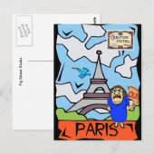 Paris Travel Cartoon Briefkaart (Voorkant / Achterkant)