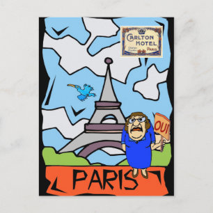 Paris Travel Cartoon Briefkaart