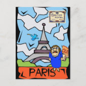Paris Travel Cartoon Briefkaart (Voorkant)