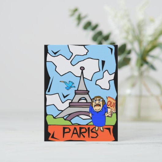 Paris Travel Cartoon Briefkaart (Staand voorkant)
