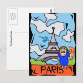 Paris Travel Cartoon Briefkaart (Voorkant / Achterkant)