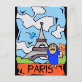 Paris Travel Cartoon Briefkaart (Voorkant)