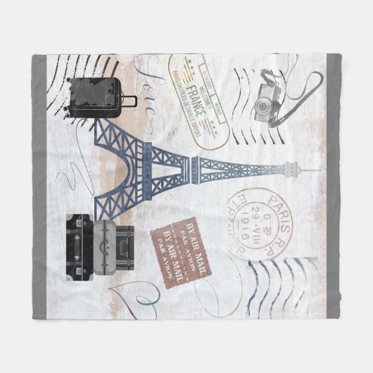 Paris Travel Collage Fleece Deken (Voorkant (Horizontaal))