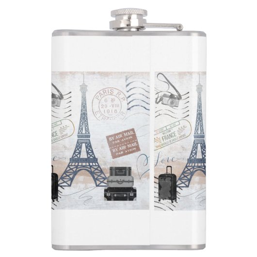 Paris Travel Collage Heupfles (Achterkant)