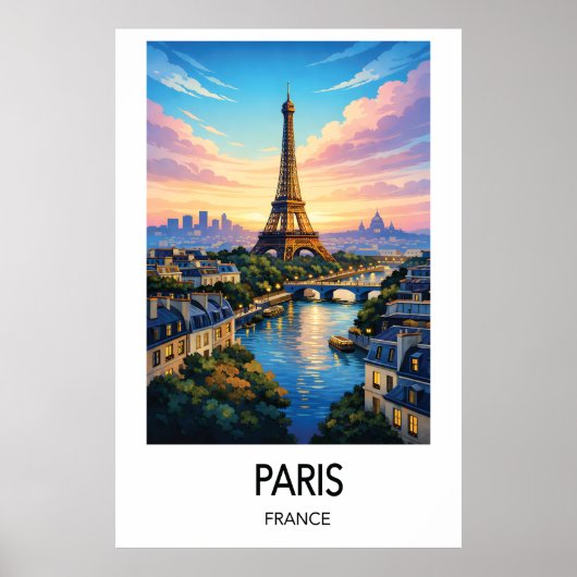 Paris Travel Poster France Wall Art (Voorkant)