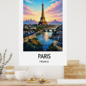 Paris Travel Poster France Wall Art (Keuken)