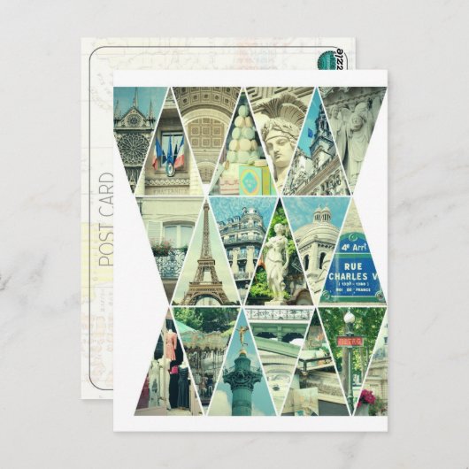 Paris Trendy Triangle Photo Collage - Briefkaart (Voorkant / Achterkant)
