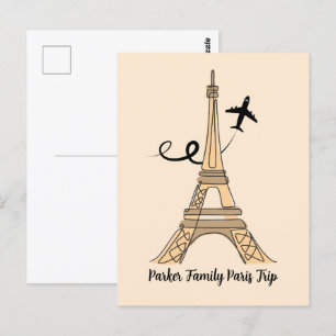 Paris Trip Chique Eiffeltoren Vliegtuig Briefkaart