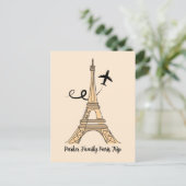  Paris Trip Chique Eiffeltoren Vliegtuig Briefkaart (Staand voorkant)
