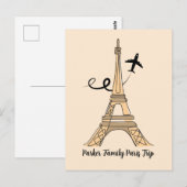 Paris Trip Chique Eiffeltoren Vliegtuig Briefkaart (Voorkant / Achterkant)