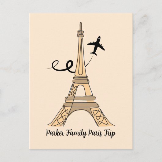 Paris Trip Chique Eiffeltoren Vliegtuig Briefkaart (Voorkant)