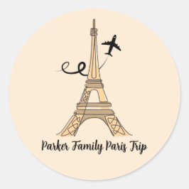  Paris Trip Chique Eiffeltoren Vliegtuig Ronde Sticker