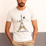 Paris Trip Chique Eiffeltoren Vliegtuig T-shirt<br><div class="desc">Pas deze chique minimalistische vakantie-T-shirts van Parijs aan voor uw familie reünie of meisjes reis. Een artistieke tekening van de Eiffeltoren met een vliegtuig erachter om uw vliegreis te symboliseren. Schattige aangepast cursief script.</div>