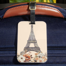 Paris Trip Eiffel Tower Beautiful Floral Bagagelabel