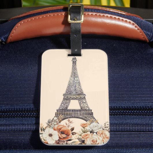 Paris Trip Eiffel Tower Beautiful Floral Bagagelabel (Voorkant Insitu 2)