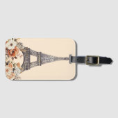Paris Trip Eiffel Tower Beautiful Floral Bagagelabel (Voorkant (horizontaal))