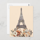 Paris Trip Eiffel Tower Beautiful Floral Briefkaart (Voorkant / Achterkant)