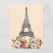 Paris Trip Eiffel Tower Beautiful Floral Briefkaart (Voorkant)