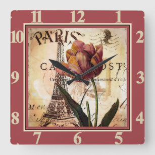 Paris tulp vierkante klok