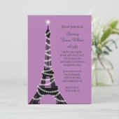 Paris Twinkles Bridal Shower Invitation (paars) Kaart (Staand voorkant)