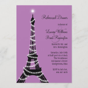 Paris Twinkles Rehearsal Dinner Invitation Kaart
