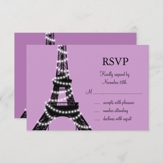 Paris Twinkles RSVP (paars) (Voorkant / Achterkant)