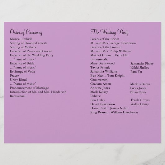 Paris Twinkles Wedding Programme (Achterkant)